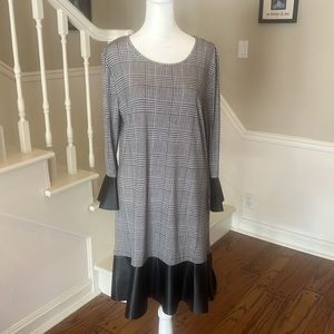 Never worn! Michael Kors plaid dress with faux leather accents at hem and wrists
